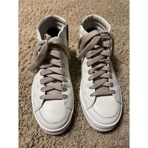 P448 Women's Skate White High Top Sneakers Iridescent Tongue Size 38 Worn Twice